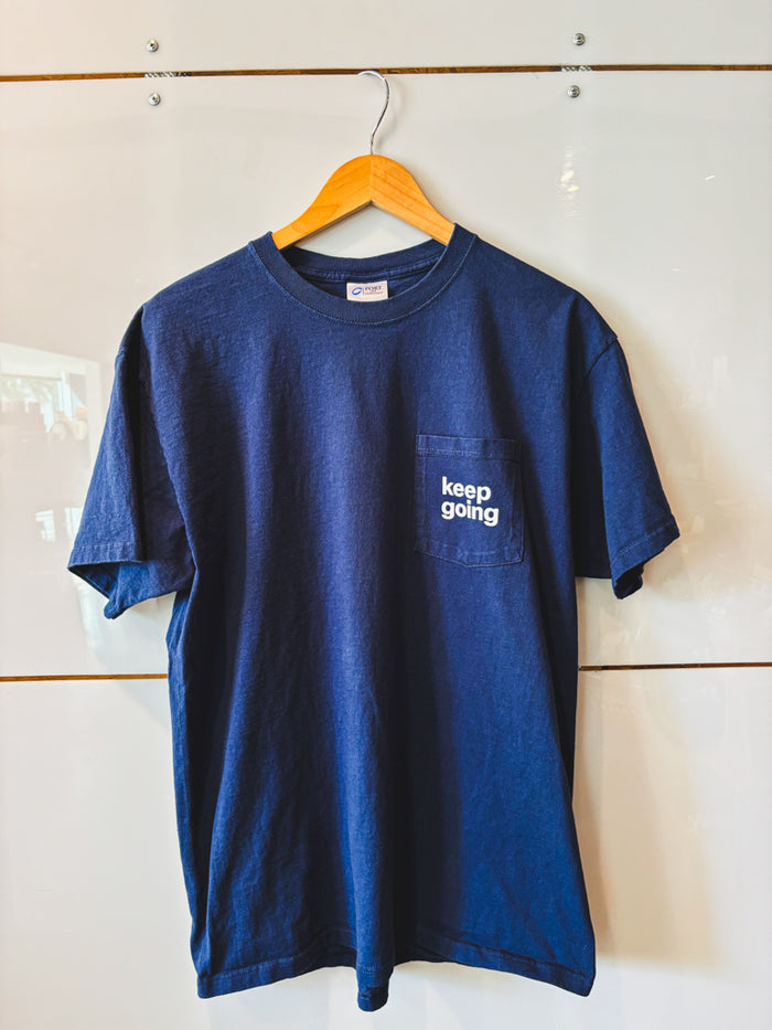 Keep Going navy pocket s/s tee - upcycled