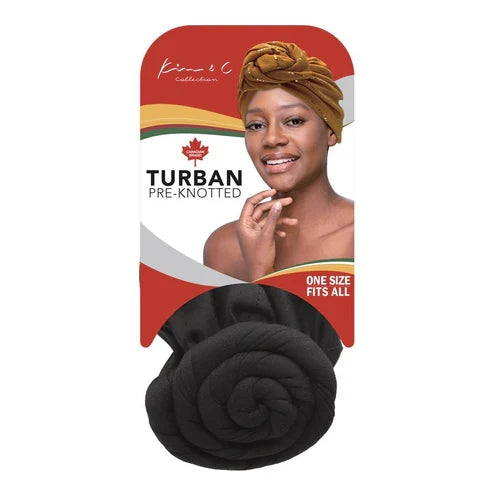 KIM & C Pre-Knotted Turban Concentric Circle - Black
