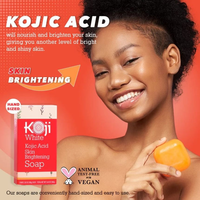 Koji White Kojic Acid Skin Brightening Soap (80g x 2 Bars) صابون كوجي وايت لتفتيح البشرة بحمض الكوجيك - Princess Cosmetics Qatar