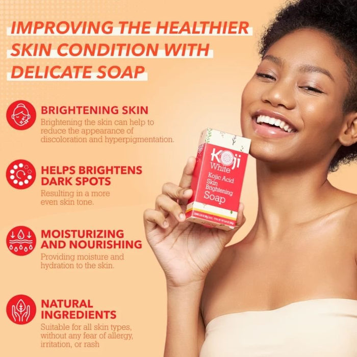 Koji White Kojic Acid Skin Brightening Soap (80g x 2 Bars) صابون كوجي وايت لتفتيح البشرة بحمض الكوجيك - Princess Cosmetics Qatar