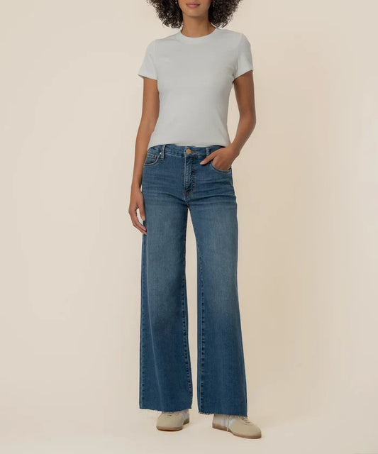 (KUT) The Langley Ribbed Top-White