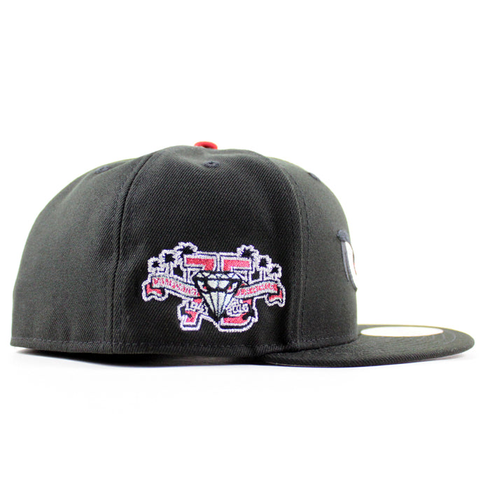Lake Elsinore Storm California League Patch New Era 59Fifty Fitted Cap (Chrome White Black Green Under Brim)