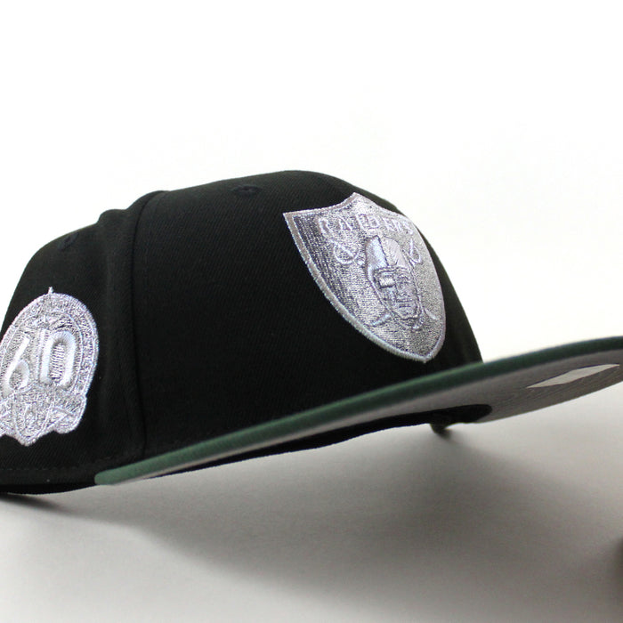 Las Vegas Raiders 60th anniversary New Era 59Fifty Fitted Hat (Black Green Gray Under Brim)