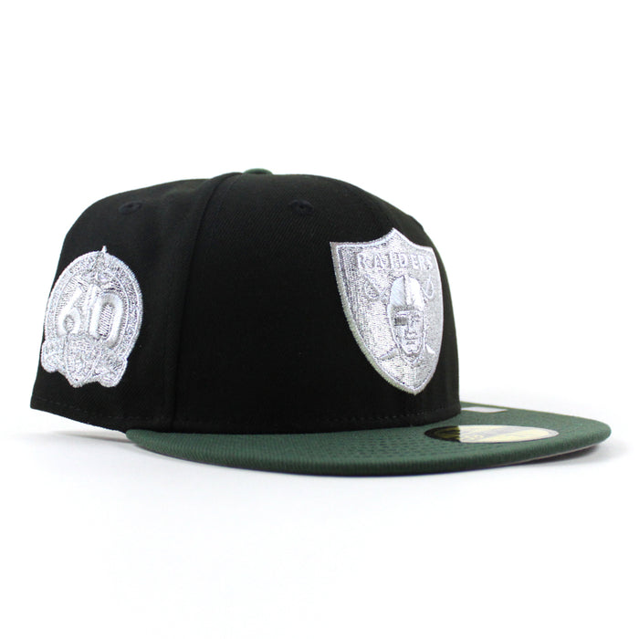 Las Vegas Raiders 60th anniversary New Era 59Fifty Fitted Hat (Black Green Gray Under Brim)