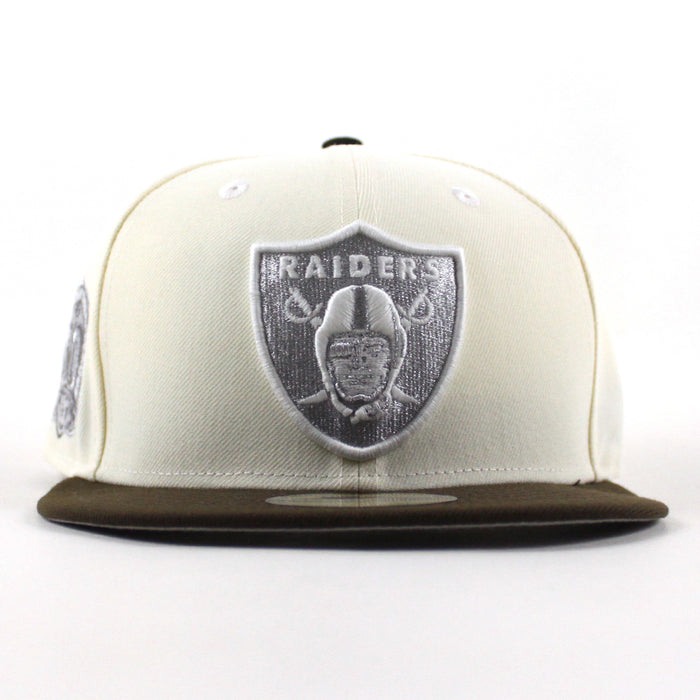 Las Vegas Raiders 60th Anniversary New Era 59Fifty Fitted Hat (Chrome White Walnut Brown Gray Under Brim)