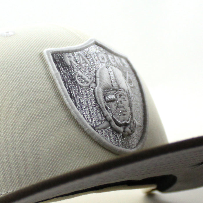 Las Vegas Raiders 60th Anniversary New Era 59Fifty Fitted Hat (Chrome White Walnut Brown Gray Under Brim)