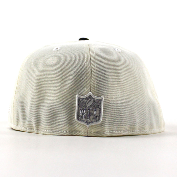 Las Vegas Raiders 60th Anniversary New Era 59Fifty Fitted Hat (Chrome White Walnut Brown Gray Under Brim)