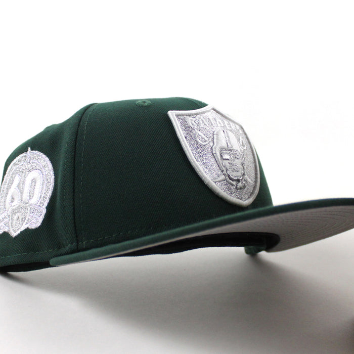 Las Vegas Raiders 60th anniversary New Era 59Fifty Fitted Hat (Green Gray Under Brim)