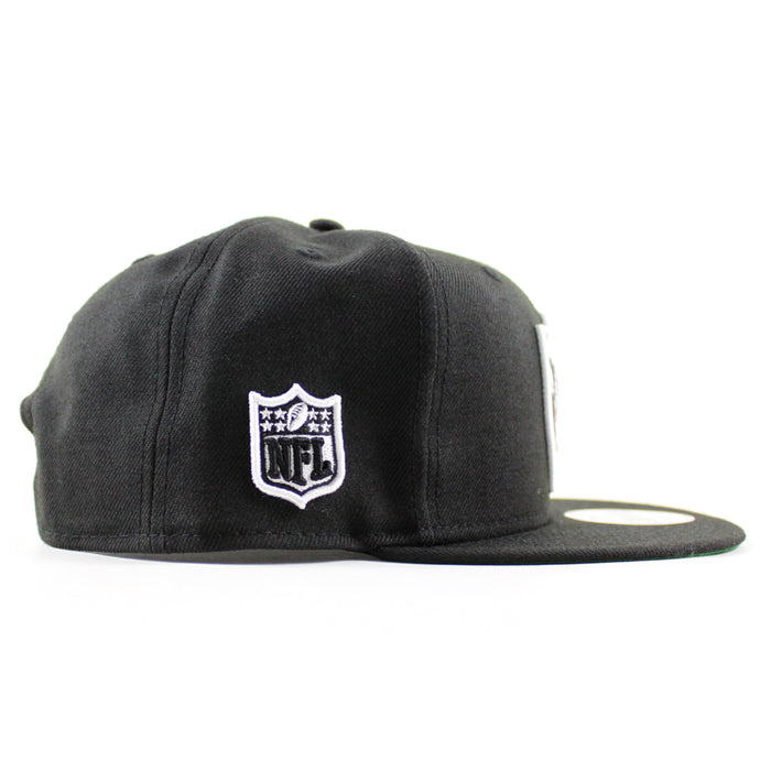 Las Vegas Raiders NFL Shield New Era 9Fifty Snapback Hat (BLACK Green Under Brim)