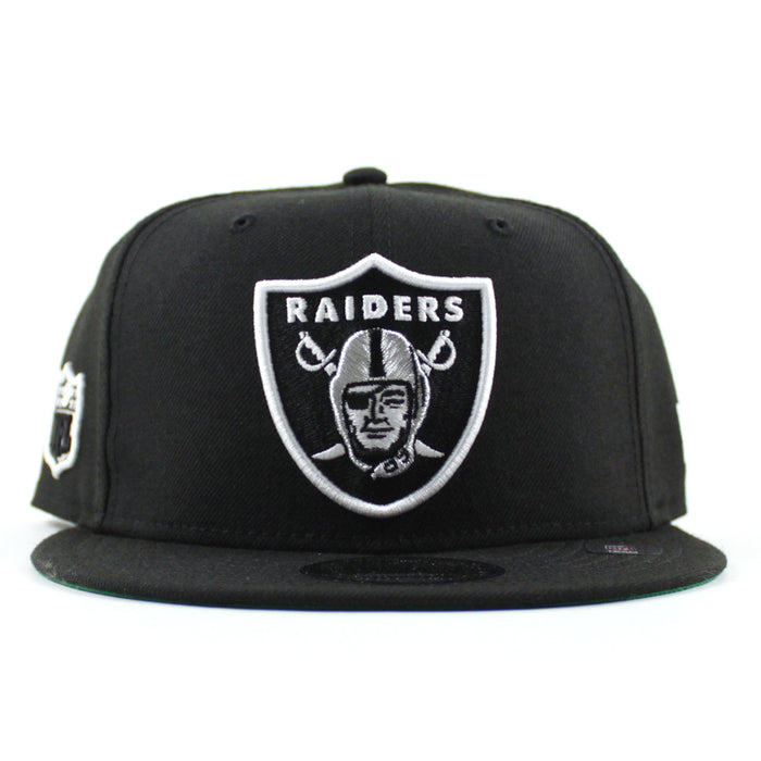 Las Vegas Raiders NFL Shield New Era 9Fifty Snapback Hat (BLACK Green Under Brim)