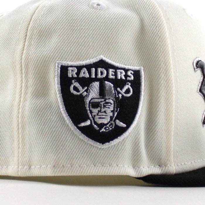 Las Vegas Raiders Raiders Patch New Era 59Fifty Fitted Hat (Chrome White Black Gray Under Brim)