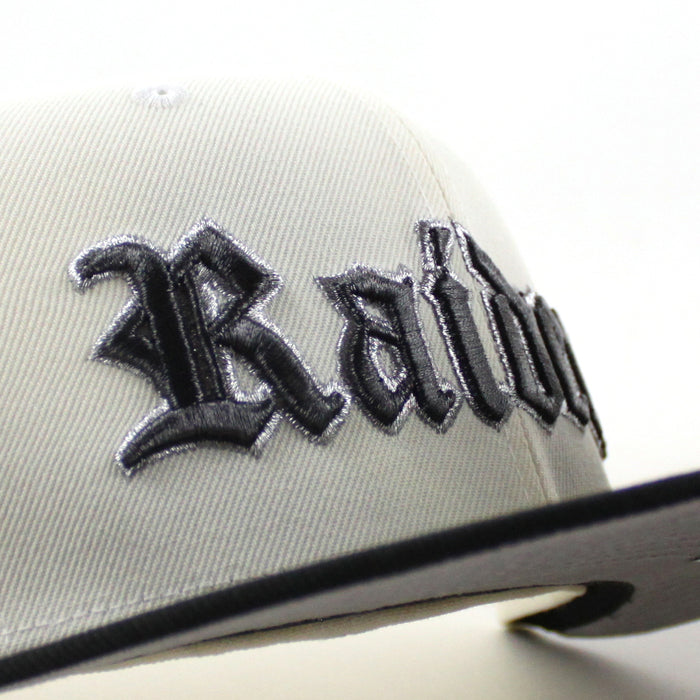 Las Vegas Raiders Raiders Patch New Era 59Fifty Fitted Hat (Chrome White Black Gray Under Brim)