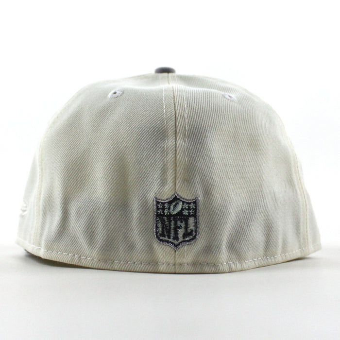 Las Vegas Raiders Raiders Patch New Era 59Fifty Fitted Hat (Chrome White Black Gray Under Brim)