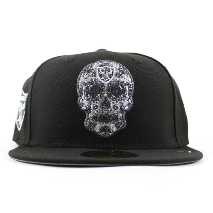 Las Vegas Raiders Skull Logo New Era 59Fifty Fitted Hat (Black Gray Under Brim)