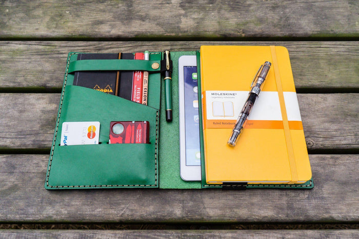 Leather Hobonichi Cousin A5 Planner Cover - Green