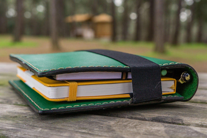Leather Hobonichi Cousin A5 Planner Cover - Green