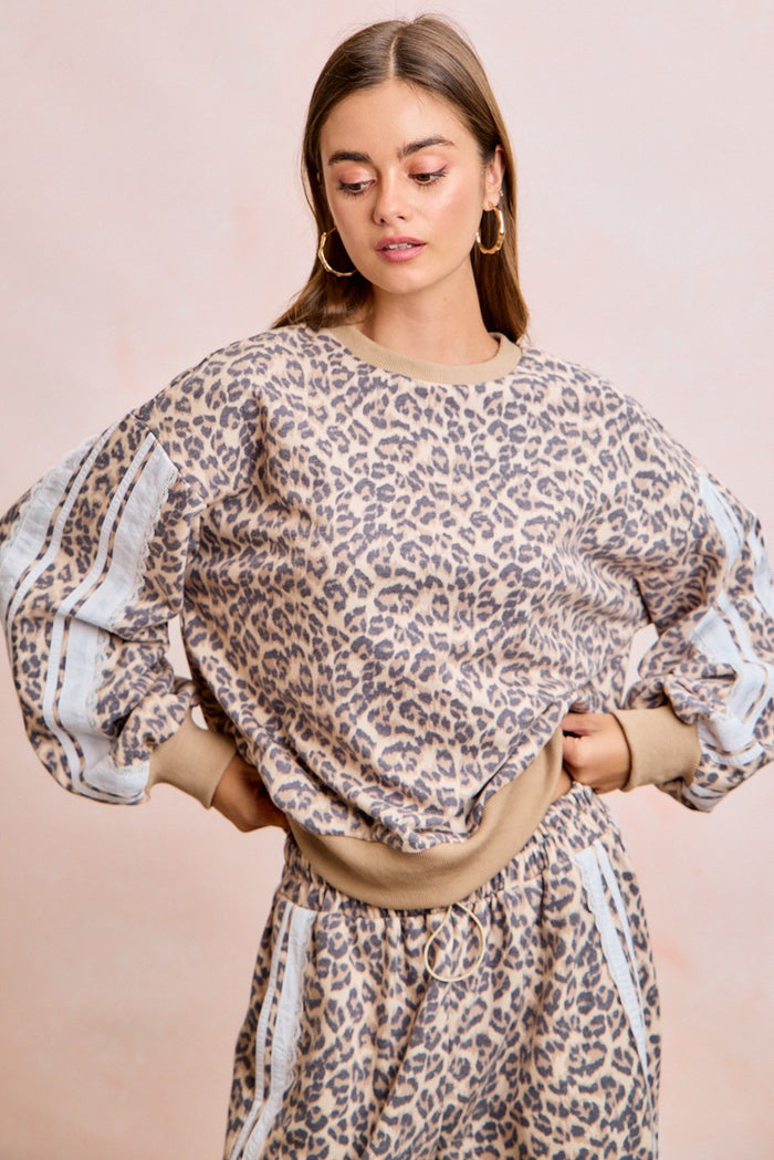 Leopard printed French terry sweatshirt