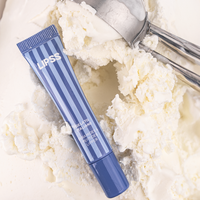 Blue lip gloss Lipss Gelato Italiano on an ice cream background