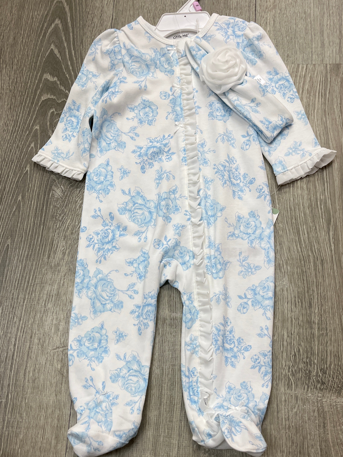 Little Me Blue Flowers Footie