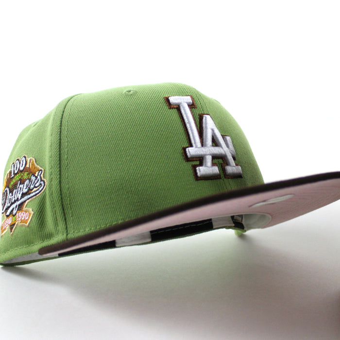 Los Angeles Dodgers 100 Years New Era 59Fifty Fitted Hat (Matcha Green Brown Pink Under Brim)