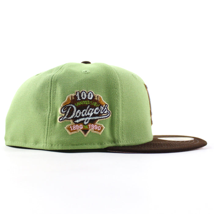 Los Angeles Dodgers 100 Years New Era 59Fifty Fitted Hat (Matcha Green Brown Pink Under Brim)