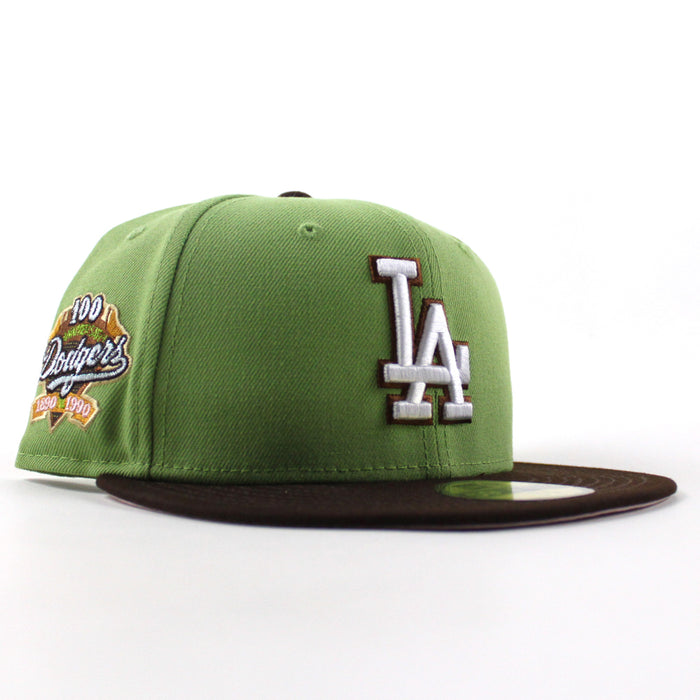 Los Angeles Dodgers 100 Years New Era 59Fifty Fitted Hat (Matcha Green Brown Pink Under Brim)