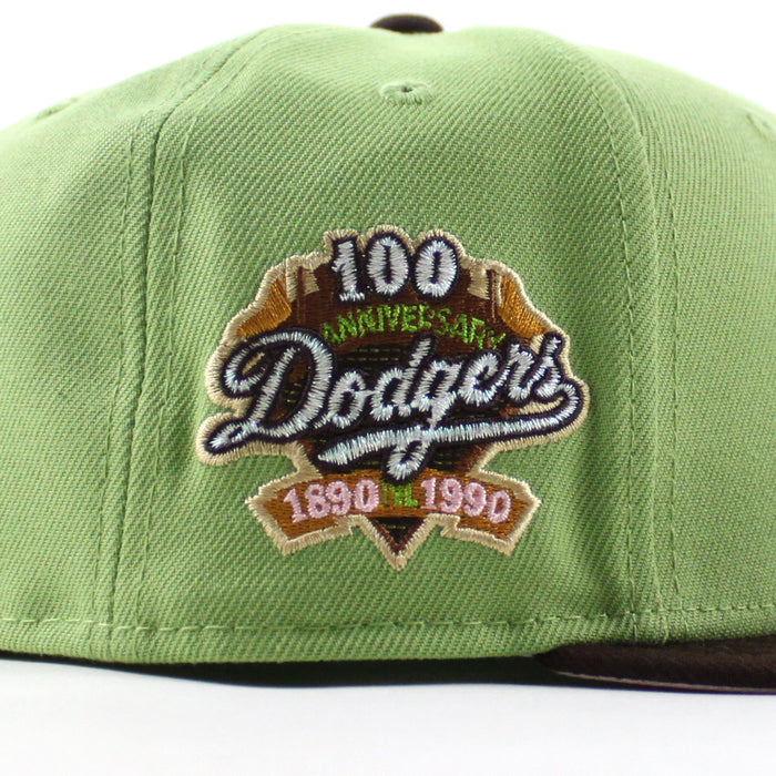 Los Angeles Dodgers 100 Years New Era 59Fifty Fitted Hat (Matcha Green Brown Pink Under Brim)