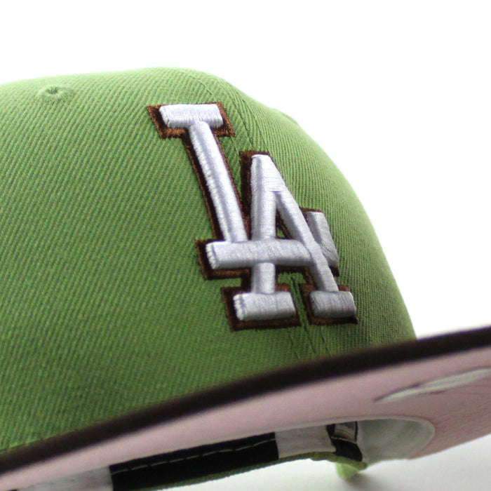 Los Angeles Dodgers 100 Years New Era 59Fifty Fitted Hat (Matcha Green Brown Pink Under Brim)