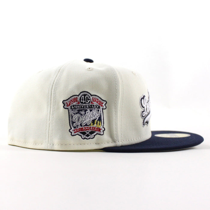 Los Angeles Dodgers 40th Anniversary New Era 59Fifty Fitted Hat (Chrome White Oceanside Blue Gray Under Brim)