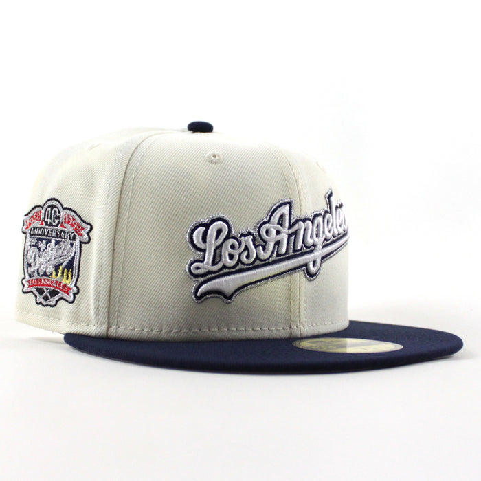 Los Angeles Dodgers 40th Anniversary New Era 59Fifty Fitted Hat (Chrome White Oceanside Blue Gray Under Brim)