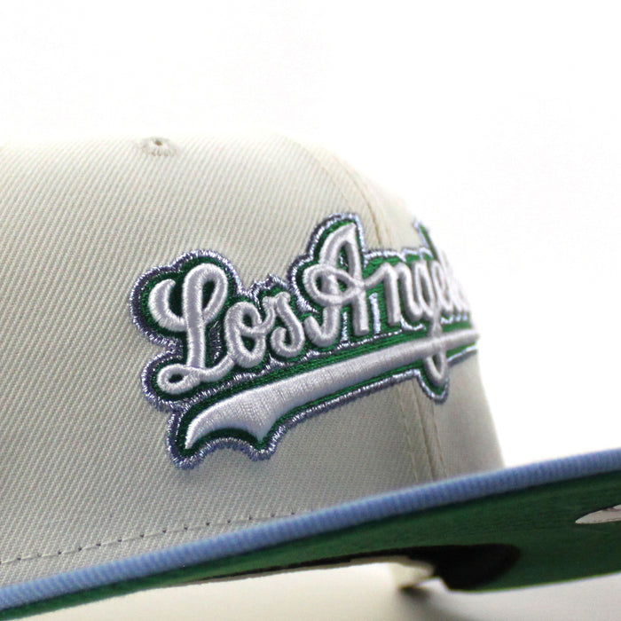 Los Angeles Dodgers 40th Anniversary New Era 59Fifty Fitted Hat (Chrome White Sky Blue Kelly Green Under Brim)
