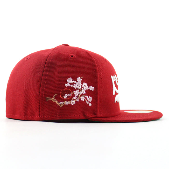 Los Angeles Dodgers Cherry Blossom New Era 59Fifty Fitted Hat (Scarlet Red Gray Under Brim)