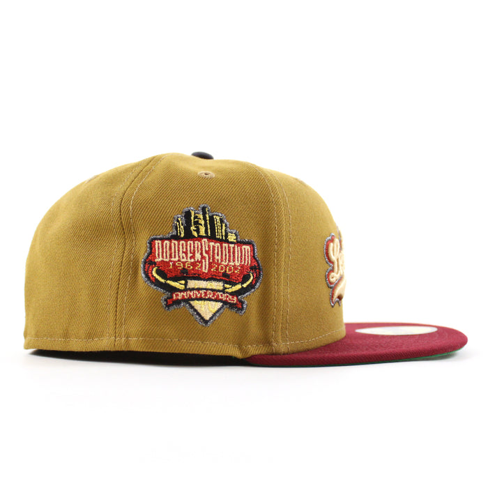 Los Angeles Dodgers Dodgers Stadium 40th Anniversary New Era 59Fifty Fitted Hat (Gold Cardinal Red Green Under Brim)