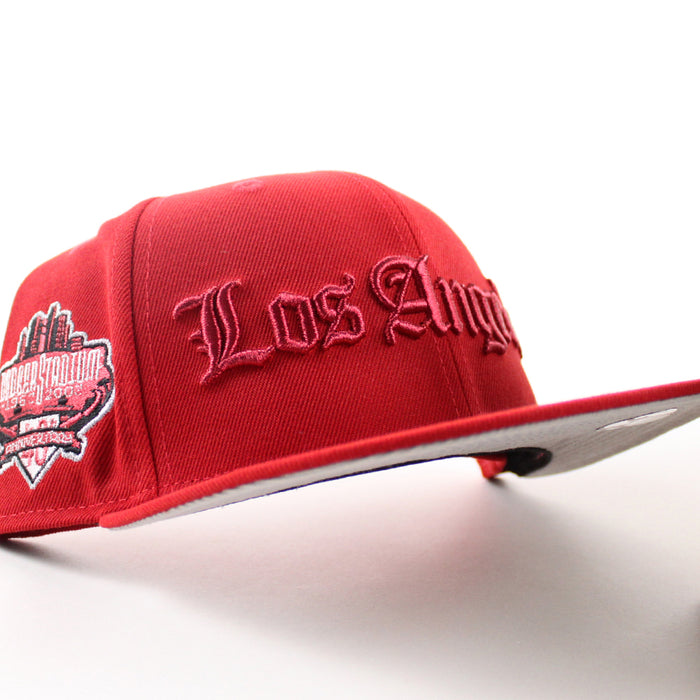 Los Angeles Dodgers Dodgers Stadium Patch New Era 59Fifty Fitted Hat (Scarlet Red Gray Under Brim)
