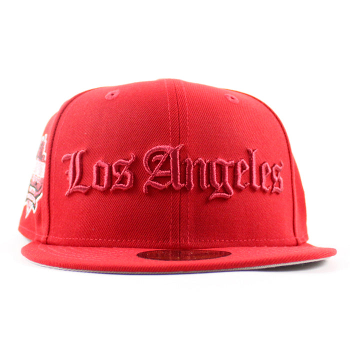 Los Angeles Dodgers Dodgers Stadium Patch New Era 59Fifty Fitted Hat (Scarlet Red Gray Under Brim)