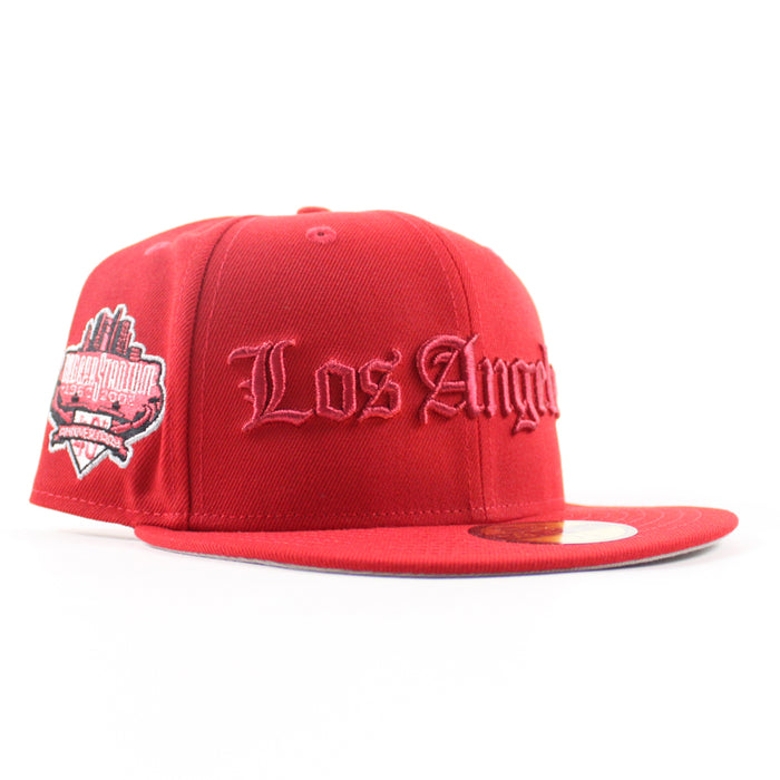 Los Angeles Dodgers Dodgers Stadium Patch New Era 59Fifty Fitted Hat (Scarlet Red Gray Under Brim)