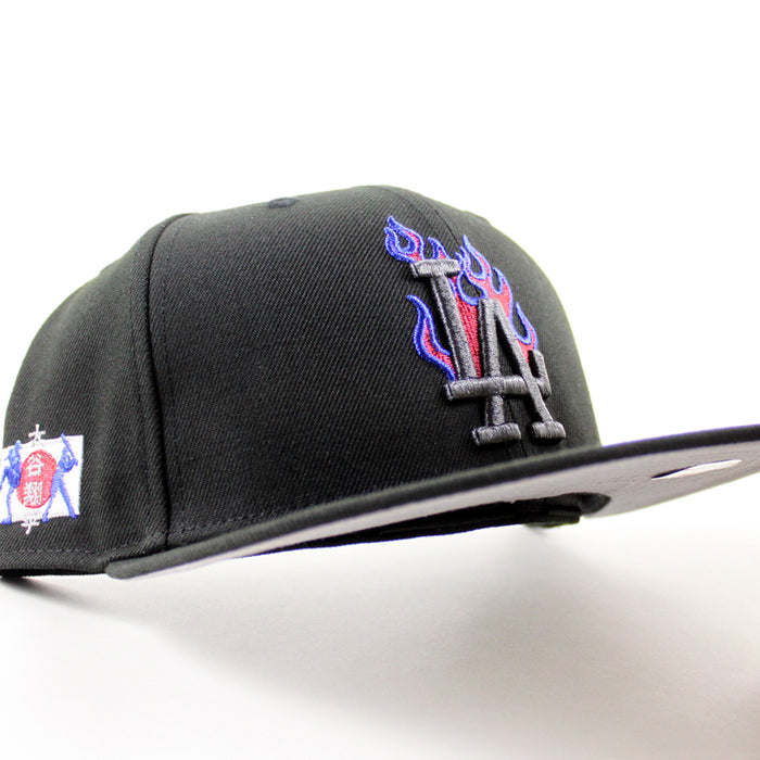Los Angeles Dodgers Flame Logo Ohtani Patch New Era 59Fifty Fitted Hat (Black Gray Under Brim)