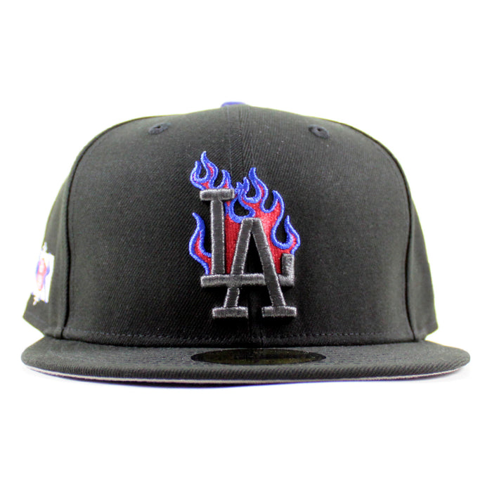 Los Angeles Dodgers Flame Logo Ohtani Patch New Era 59Fifty Fitted Hat (Black Gray Under Brim)