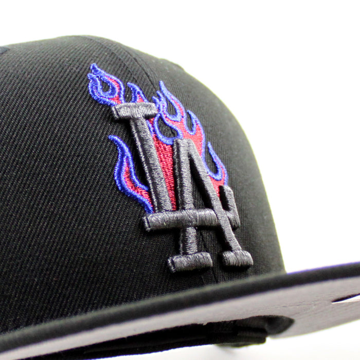 Los Angeles Dodgers Flame Logo Ohtani Patch New Era 59Fifty Fitted Hat (Black Gray Under Brim)