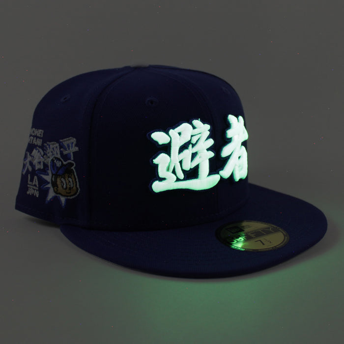 Los Angeles Dodgers Japanese Logo Ohtani Patch New Era 59Fifty Fitted Hat (Royal Blue Gray Under Brim)