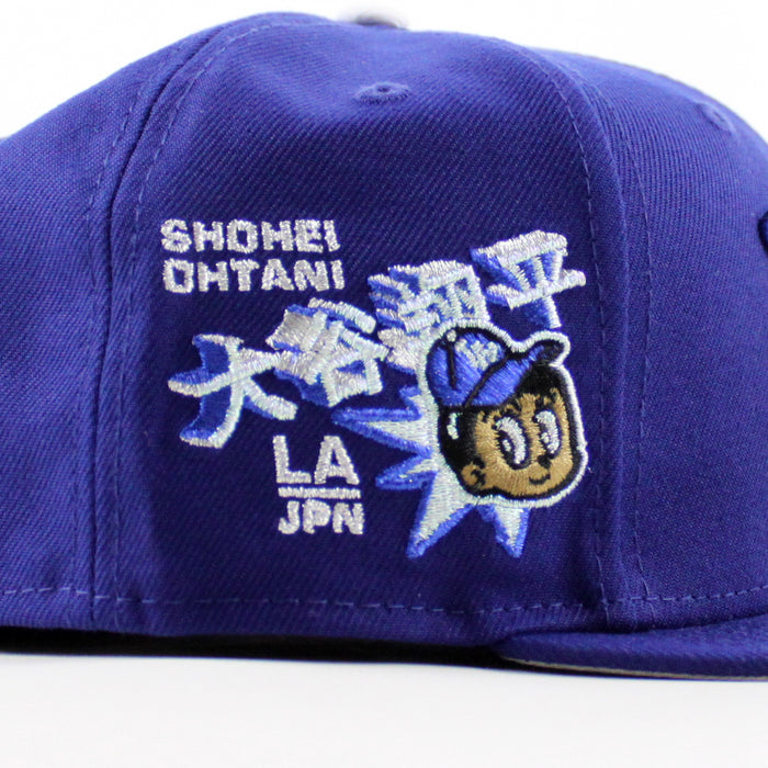 Los Angeles Dodgers Japanese Logo Ohtani Patch New Era 59Fifty Fitted Hat (Royal Blue Gray Under Brim)
