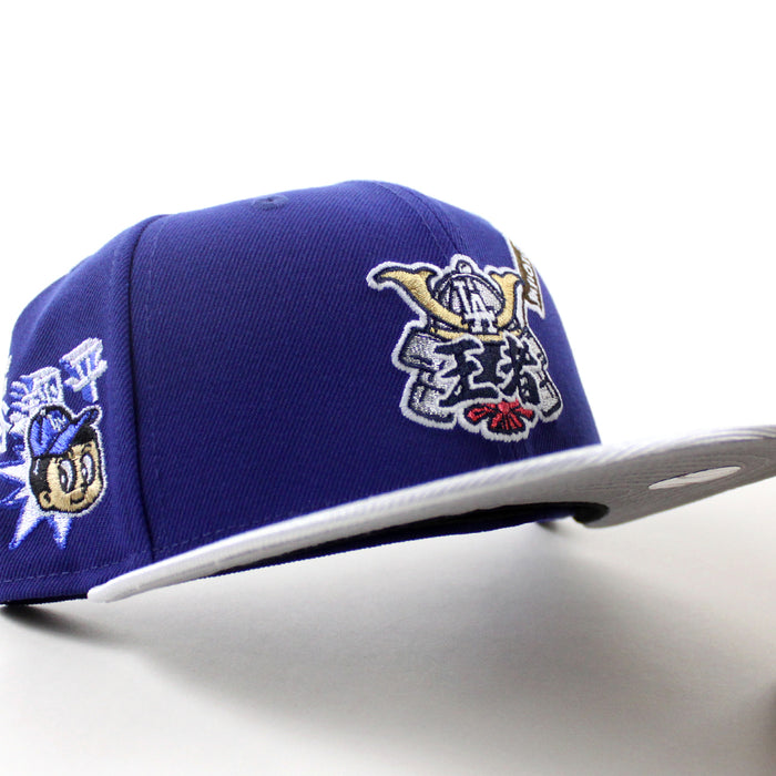 Los Angeles Dodgers Japanese Samurai Logo Ohtani Patch New Era 59Fifty Fitted Hat (Royal Blue Gray Gray Under Brim)