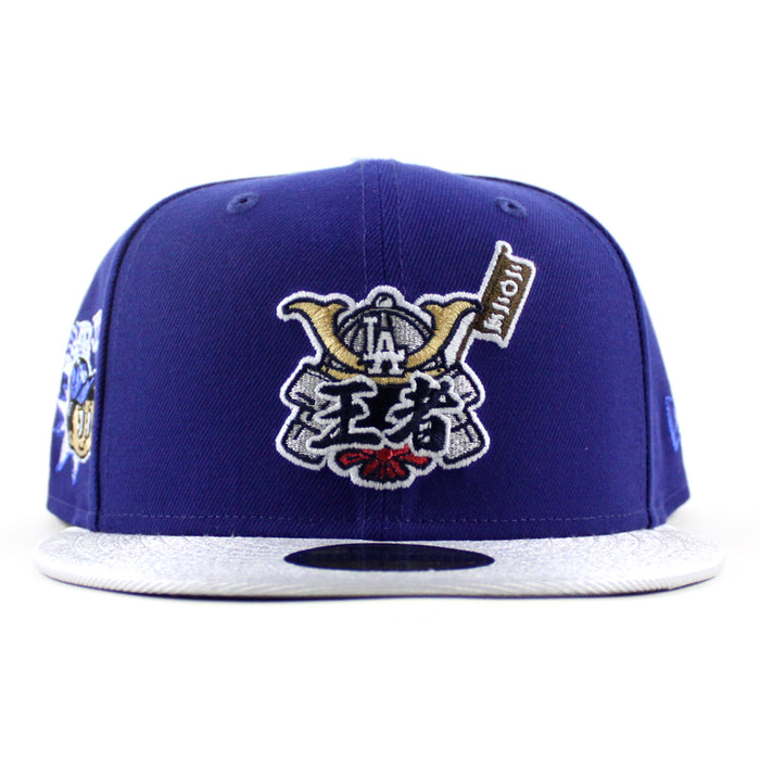 Los Angeles Dodgers Japanese Samurai Logo Ohtani Patch New Era 59Fifty Fitted Hat (Royal Blue Gray Gray Under Brim)
