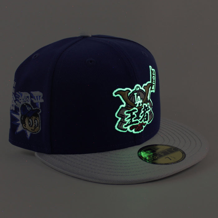 Los Angeles Dodgers Japanese Samurai Logo Ohtani Patch New Era 59Fifty Fitted Hat (Royal Blue Gray Gray Under Brim)