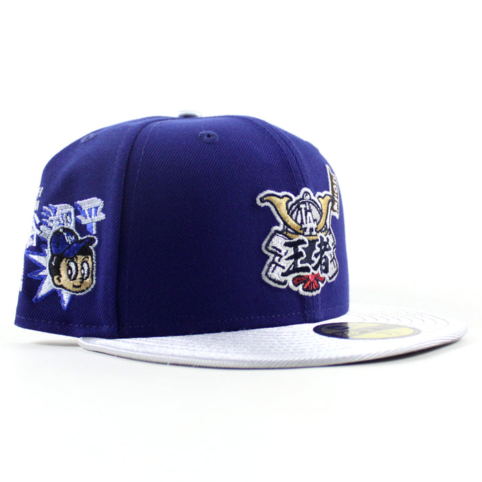 Los Angeles Dodgers Japanese Samurai Logo Ohtani Patch New Era 59Fifty Fitted Hat (Royal Blue Gray Gray Under Brim)