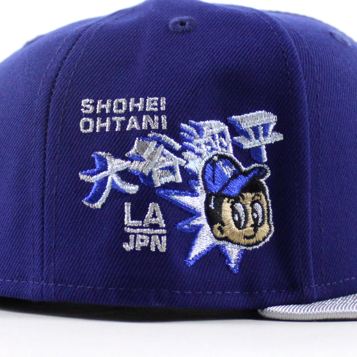 Los Angeles Dodgers Japanese Samurai Logo Ohtani Patch New Era 59Fifty Fitted Hat (Royal Blue Gray Gray Under Brim)