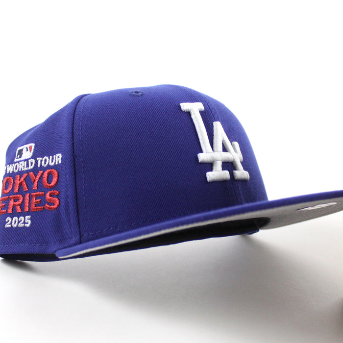 Los Angeles Dodgers Tokyo Series Patch New Era 59Fifty Fitted Hat (Dark Royal Blue Gray Under Brim)