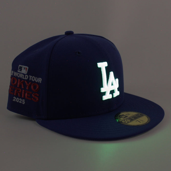 Los Angeles Dodgers Tokyo Series Patch New Era 59Fifty Fitted Hat (Dark Royal Blue Gray Under Brim)