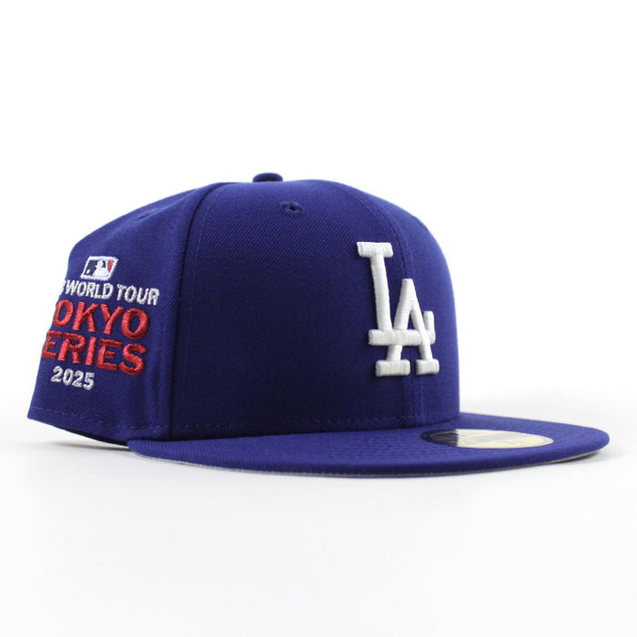 Los Angeles Dodgers Tokyo Series Patch New Era 59Fifty Fitted Hat (Dark Royal Blue Gray Under Brim)