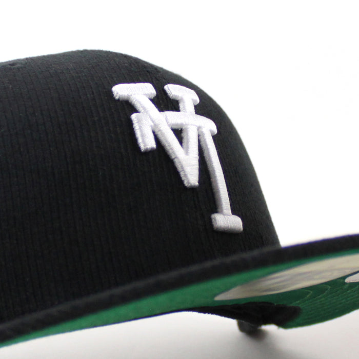 Los Angeles Dodgers Upside Down Corduroy New Era 59Fifty Fitted Hat (Black Green Under Brim)